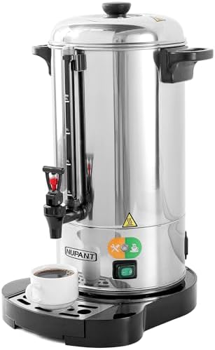 Commercial Coffee Urn 50 Cup/8L Coffee Dispenser with Upgraded Percolator, 304 Stainless Steel Hot Water Urn Beverage Dispenser with Keep Warm Mode, Large Coffee Maker for Catering Party