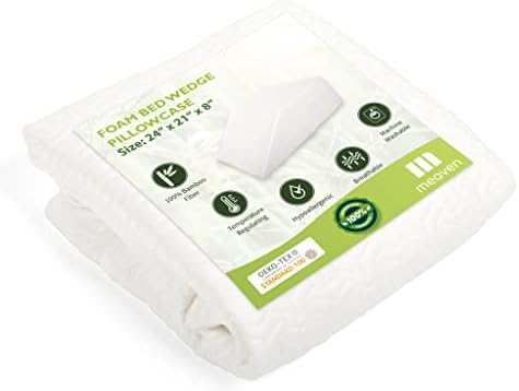 Wedge Pillow Cover for 24x21x8 Leg Elevation Cushion, Knee Pillow Cover, Hypoallergenic Replacement Pillowcase with Zipper & Pockets