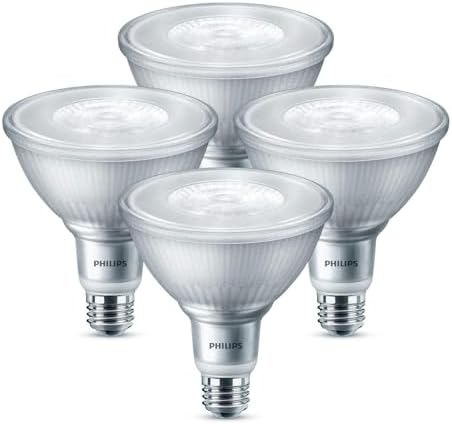 PHILIPS LED Dimmable PAR38 Light Bulb - Pack of 4 - EyeComfort Flicker Free - 13W = 120W - 900 Lumen - Bright White (3000K) - E26 Base - Outdoor - Title 20