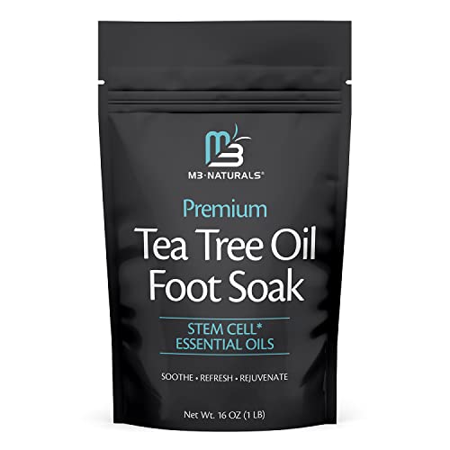 Tea Tree Oil Foot Soak and Epsom Salts for soaking | Foot Spa and Remedy for Athletes Foot, Stinky Feet, and Foot Soak for Dry Cracked Feet | Detox Foot Soak and Tea Tree Oil for Healthy Toenails 16oz