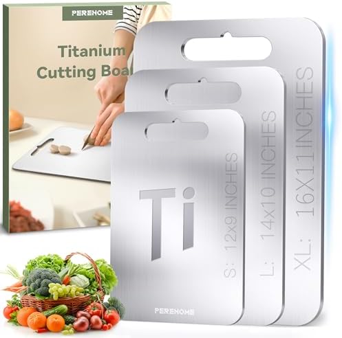 3pcs Titanium Cutting Board for Kitchen, Cutting Board Double Sided Food Grade, Chopping Boards with Handle, Dishwasher Safe, Cutting Boards For Meats, Fruits, Vegetables, Christmas Gifts