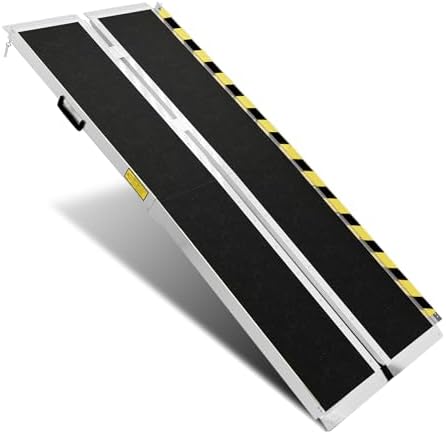 Protable Wheelchair ramp 7FT,Non-Slip Folding Aluminum Handicap Ramps,Threshold Ramps for Home,Holds up to 600lbs,Wheelchair ramp for Steps (7FT(Useing Height 7-21inch))