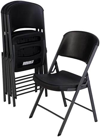 Lifetime 80187 Commercial Grade Folding Chair, 4 Pack, Black