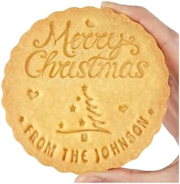 Personalized Christmas Cookie Stamp Christmas Cookie Mold With Your Name 3d Raised Design For Fondant, Frosting, Decorative Cakes/Sugar Paste/Cupcakes (Design C)