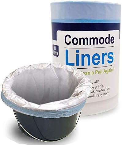 Commode Liners - Pack of 50 Disposable Commode Liners - Fits All Standard Bedside Commodes - Eliminates Odors - Never Clean A Pail Again