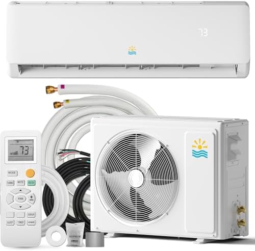 9000 BTU Mini Split Ac/Heating System - 19 SEER2 Split Air Conditioner Heating and Cooling, 115V Energy Efficient Ductless Split Ac Unit Cools Up to 450Sq.Ft, 24H Timer, Installation Kit