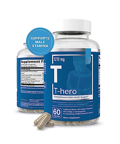 Essential Elements Male Health Supplement - Muscle Support & T-Health with DIM, Ashwagandha, Shilajit, More | T-Hero 60 Vegan CapsulesGET 20% OFF STOREWIDE!