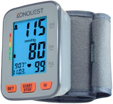 Konquest KBP-2910W Automatic Wrist Blood Pressure Monitor - Accurate - Adjustable Cuff, Large Screen Display - Portable Case - Irregular Heartbeat Detector - Tensiometro