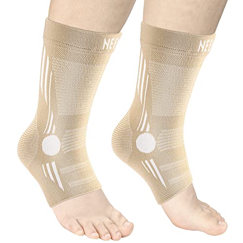 NEENCA Ankle Brace for Pain Relief, 2 Pack Compression Ankle Sleeves Set. Ankle Support Stabilizer for Achilles Tendonitis, Plantar Fasciitis, Joint Pain, Swelling, Arthritis, Sport - FSA/HSA Approved