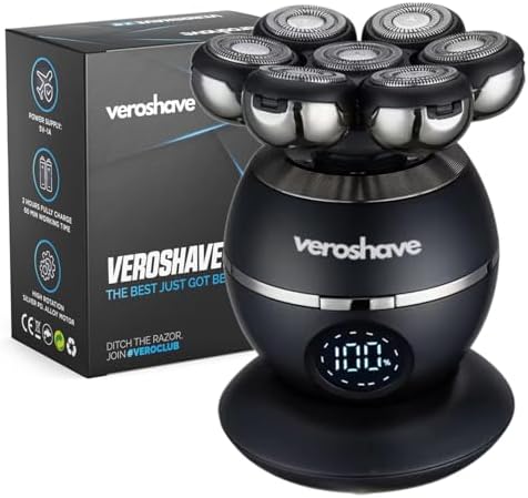 7-Blade Bald Head Shaver for Men - Cordless Hair Shaver for Men Bald, Rechargeable Head Trimmer for Men Bald Head, Mess-Free & Full-Shave Travel-Friendly Grooming Kit with Curved Blades