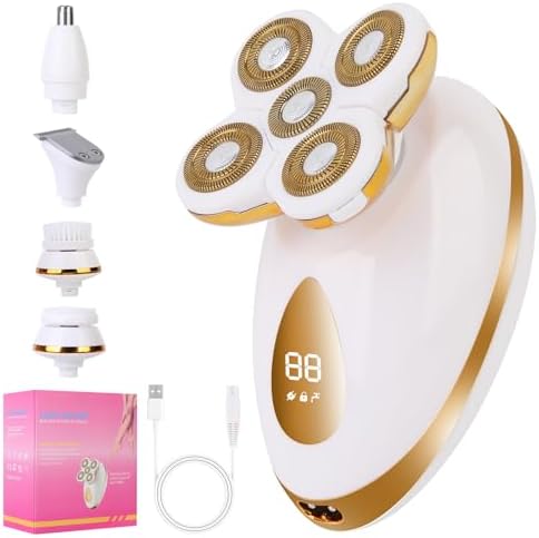 Electric Razors for Women, 5 in 1 Painless Rechargeable Dusk Shaver Womens, Women's Shavers Everything, Lady Leg/Bikini/Face Hair Removal Products, Female Wet Dry Shaving Machine