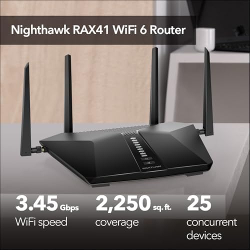 Netgear Nighthawk 5-Stream AX3600 Dual-Band WiFi 6 Router (up to 3.45Gbps) - RAX41
