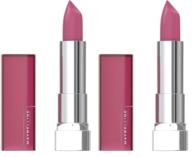Maybelline Color Sensational Lipstick, Lip Makeup, Matte Finish, Hydrating Lipstick, Nude, Pink, Red, Plum Lip Color, Lust for Blush, 0.15 oz; (Packaging May Vary) (Pack of 2)