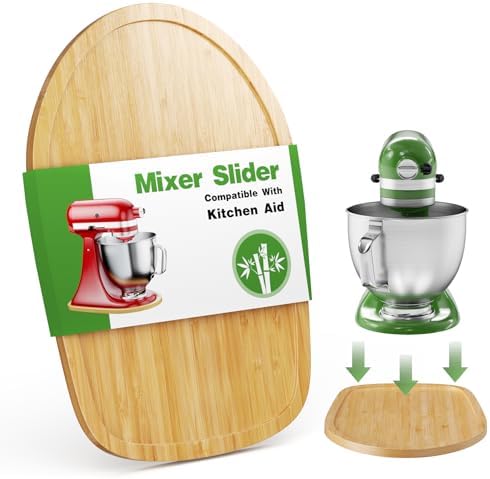 Food-Grade Bamboo Mixer Slider for KitchenAid 4.5-5 Qt Tilt Head Stand Mixer, Appliance Sliding Mat for Kitchenaid Artisan, Kitchen Countertop Storage Accessories Mixer Moving Tray Attachments