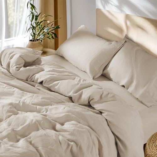 SONORO KATE 100% French Linen Duvet Cover King Size, Soft Breathable for Hot Sleepers, Moisture Wicking & Durable Cover Set - Zipper Closure & 4 Corner Ties Duvet Covers 3 Piece (Linen,King)