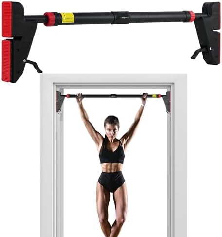 FICTOR Door Pull up Bar for Doorway, Strength Training Equipment, Adjustable Door Frame, Non-slip Chin up Bar for Home Gym, with No Screw Installation