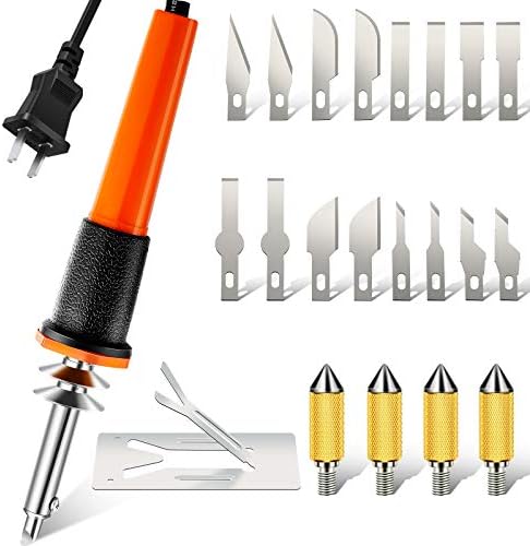 22 Pieces Electric Hot Knife Cutter Tool Kit Include Heated Knife Plastic Cutter With Multipurpose 16 Blades 4 Blade Holders Metal Stand For Soft Thin Plastic Foam Stencils