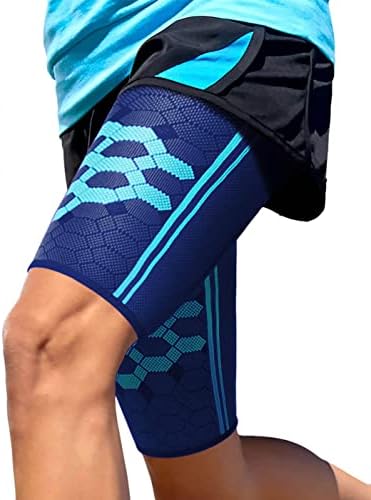 Sparthos Thigh Compression Sleeves (Pair) – Quad and Hamstring Support – Upper Leg Sleeves for Men and Women – Made from Innovative Breathable Elastic Blend – Anti Slip