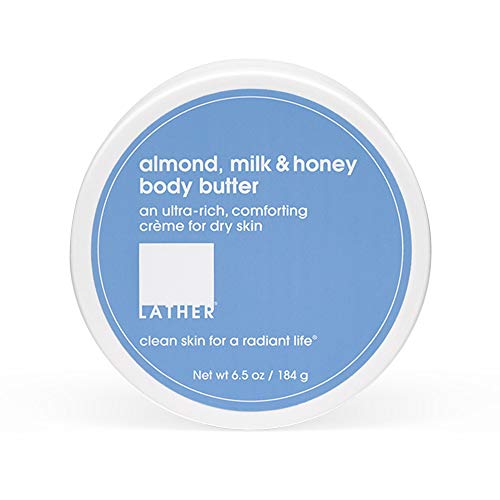 LATHER Body Butter - Almond, Milk & Honey Whipped Body Cream- Rich Daily Body Moisturizer for Deep Hydration - Nourishing & Non-Greasy for Long Lasting Moisture - Essential Oil Blend - 6.5 Oz