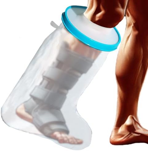100% Waterproof Extra Wide Leg Cast Cover for Showering, Reusable Extra Large Adult Short Leg Cast Protector, Cast Bag for Shower, Cast Cover for Showering Foot