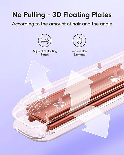 Wavytalk Pro Flat Iron Hair Straightener, 100% Pure Titanium Flat Iron for Easy Glide, Straightener and Curler for All Hairstyles, Dual Voltage Flat Iron for Hair (Purple)