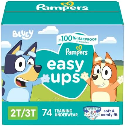 Pampers Training Pants - Easy Ups Boys & Girls Bluey - Size 2T-3T, 74 Count, Children's Potty Underwear (Packaging May Vary)