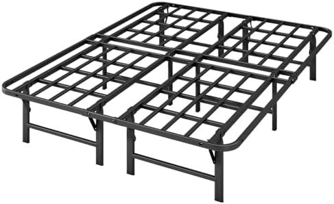 ZIYOO Heavy Duty Folding Bed Frame Queen Size, 16" High Sturdy Steel Slats Support for Mattress, Metal Platform Bed Frame Queen Size, No Box Spring Needed, Quick Assembly, Noise Free, Black