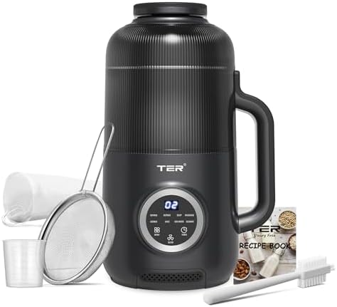 10-in-1 Nut Milk Maker, 40oz Blender Homemade Almond, Oat, Soy, Coconut Milk, Juice & Soup, Electric Bean Milk Machine with Delay Start/Auto-Clean/Boil Water/Keep Warm (Black)