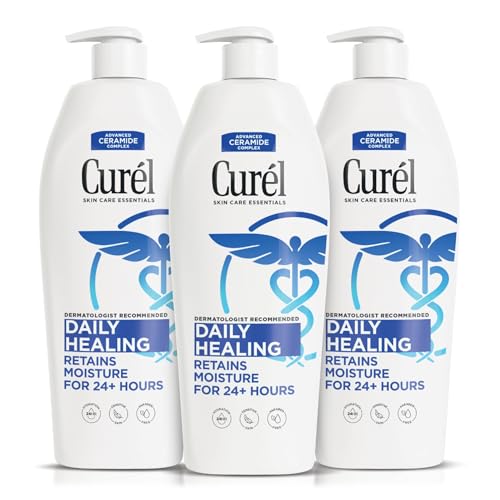 Curel Daily Healing Body Lotion for Dry Skin, Dermatologist Recommended Hydrating Body Lotion with Advanced Ceramides Complex 13 Oz, Pack of 3