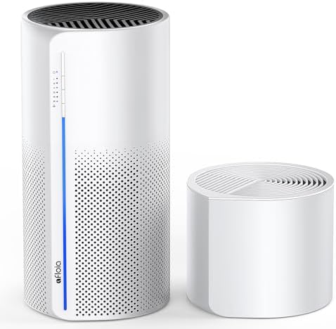 Afloia 2-in-1 Air Purifier & Humidifier Combo, Advanced 3-Stage Filtration, Whisper-Quiet Operation, Auto Shut-Off, 7-Color LED Light, Ideal for Pet Allergies & Smoke (White)