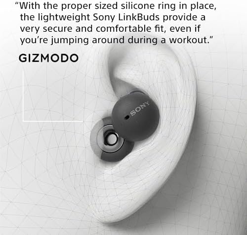 Sony LinkBuds Truly Wireless Earbud Headphones with an Open-Ring Design for Ambient Sounds and Alexa Built-in, Bluetooth Ear Buds Compatible with iPhone and Android, Gray