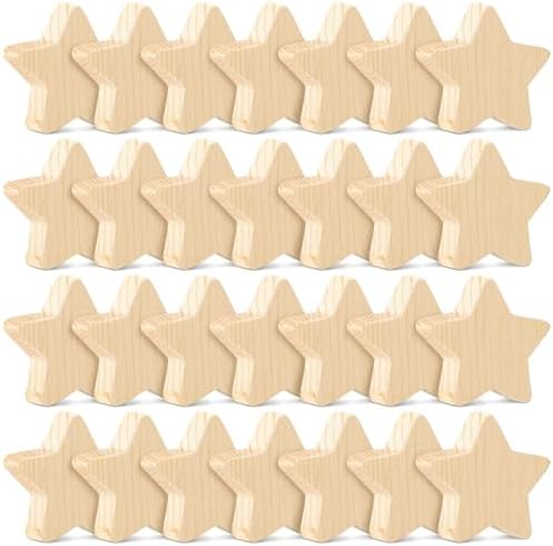 100 Pcs Mini Wood Star for Craft Christmas Unfinished Small Wooden Blank Star Cutout 0.79 x 0.79 x 0.24 Inch Ornament for Xmas Winter Wedding Party DIY Table Decor