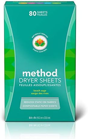 Method Dryer Sheets, Beach Sage, 80 Count