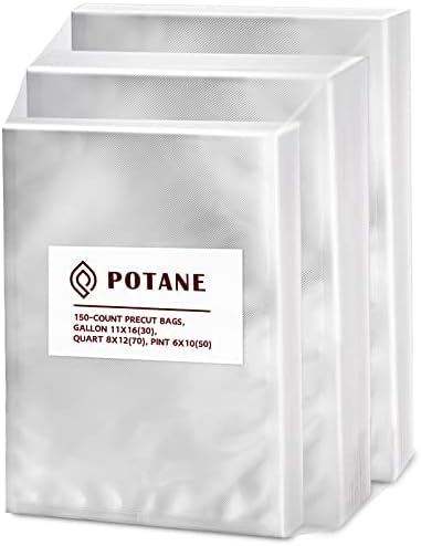 Vacuum Sealer Bags, Precut 150 Gallon 11x16, Quart 8x12, Pint 6x10, Smell-Proof, Puncture Prevention and Heavy duty. Commercial Grade