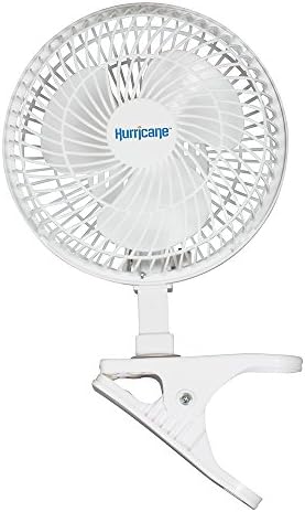 Hurricane Classic 6 Inch Clip Fan, 2 Speed Portable Desk Table Fan with Tilt, White