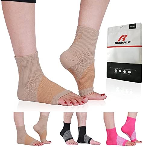 Compression Socks for Women & Men Open Toe (3 Pairs), Ankle Brace Compression Sleeve with Neuropathy, Foot Compression sleeve for Swelling, Pain & Plantar Fasciitis Relief (Beige, XL)