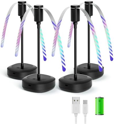 4 Pack Food Table Fan, 2000mAh USB Powered Rechargeable Food Fan, Portable Fan with Flexible Goose-Neck and Soft Blades for BBQ, Patio, Party