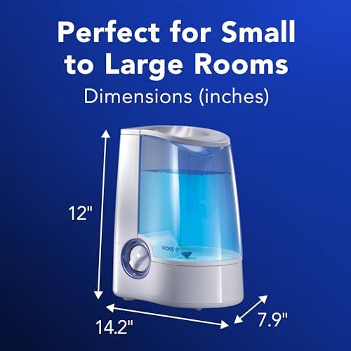 Vicks Warm Mist Humidifier - Air Humidifier for Bedroom, Home & Large Room, Baby, Kids and Adults Soothing Steam Vaporizer for Cough, Congestion, Allergies & Dry Air, VapoSteam Compatible