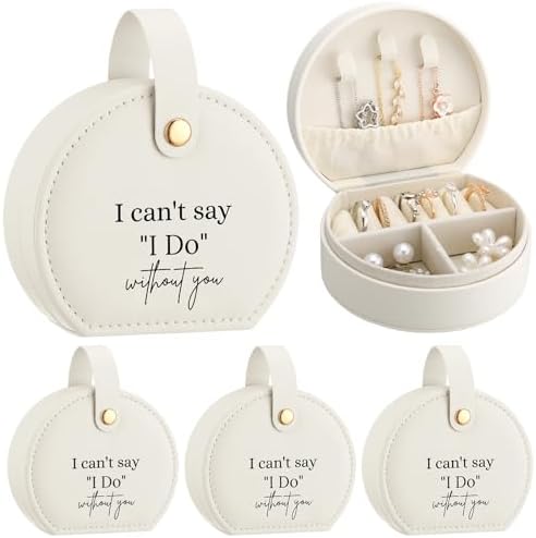 4 Pcs Bridesmaid Proposal Gift Travel Jewelry Box I Can't Say I Do Without You Jewelry Case for Women Wedding Gift