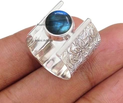 Timeless Elegance: 7MM Round Gemstone Pure 925 Sterling Silver Gift Floral Engraved Ring for Every Occasion