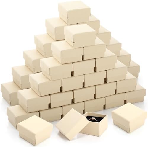 Yinkin 72 Pcs Jewelry Ring Gift Boxes Bulk 2 x 2 x 1.2 Inch Ring Necklace Earring Boxes for Weddings Christmas