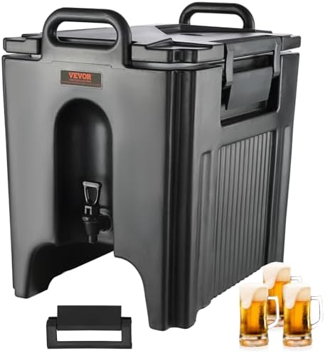 VEVOR Insulated Beverage Dispenser, 10 Gallon, Food-grade LL9450UP Hot and Cold Beverage Server, Thermal Drink Dispenser Cooler with 1.18 in PU Layer Two-Stage Faucet Handle, for Restaurant Drink Shop