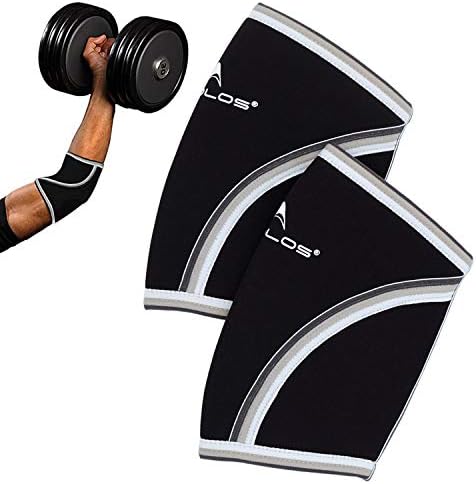 AEOLOS Compression Elbow Sleeves(Pair), 5mm Neoprene Elbow Barces for Weightlifting Powerlifting Tennis Golf and Basketball (Medium, Black)