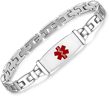 Fashion Lady Stainless steel Medical Alert id Bracelets with Free Engraving