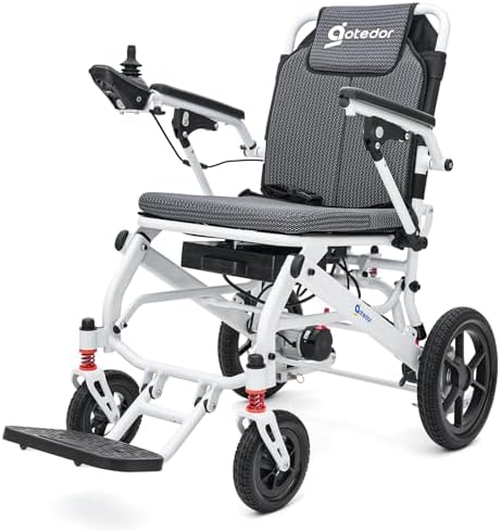 Electric Wheelchairs for Adults,22 Miles Long Travel Range with 2 Lithium Batteries All Terrain Power Wheelchair,Ultra Lightweight 39Lbs Folding Compact Motorized Wheelchair,Airline Approved