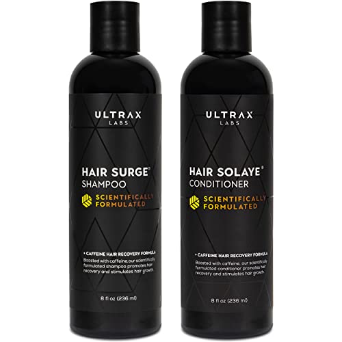 Hair Surge Shampoo and Hair Solaye Conditioner Bundle (8 fl oz) | Thickens Hair, Reduces Breakage, Promotes Growth, Strengthens Follicles | For Men and Women