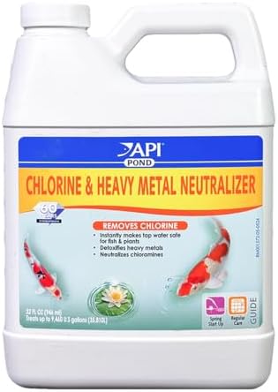 API POND CHLORINE & HEAVY METAL NEUTRALIZER Pond Water Neutralizer 32-Ounce Bottle