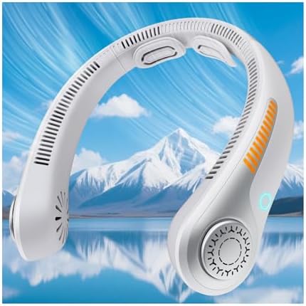 Portable Neck Fan - Neck Fans that Blow Cold Air Rechargeable, USB-C Battery Operated, Neckbrace, 5 Speeds, Bladeless Wearable Personal Cooler for Men Women, Sports, Gardening, Office, Travel, Camping