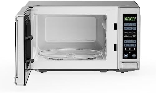 BLACK+DECKER 0.7 Cu. Ft. 700-Watt Compact Countertop Digital Microwave Oven, LED Lighting, Child Lock, Stainless Steel