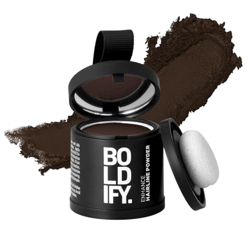 BOLDIFY Hairline Powder (LARGE, 10g) - Root Touch Up Hair Color for Gray Coverage - Bald Spot Concealing Hair Powder for Women & Men - 48-Hour Stain-Proof - Hazel Brown